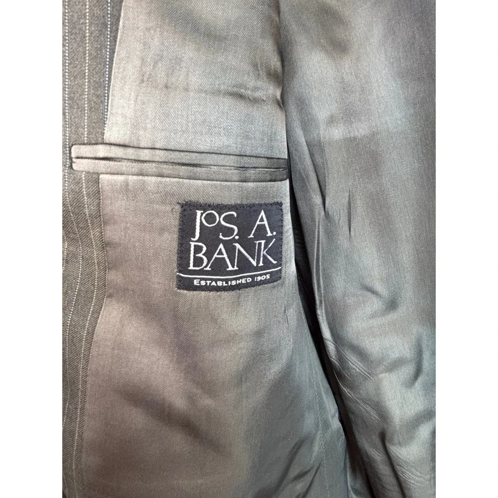Jos A Bank Mens 44L Grey Pinstripe 100% Wool 2-Button‎ Blazer Sport Coat Jacket